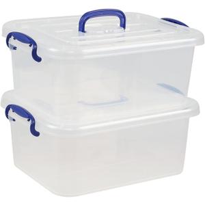 Morcte 8 L Clear Latching Box, Plastic Storage Bin with Handle, 2-Pack