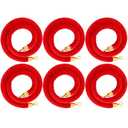 Woanger 6 Pack Velvet Stanchion Rope, 5 Feet Crowd Control Stanchion Ropes Safety Barrier with Gold Plated Hook for Carpet Events Movie Theaters Grand Openings Hotels Party (Red)