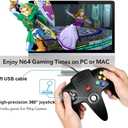 KIWITATA Classic N64 USB Controller, Retro N64 Remote Wired Joystick Game Pad Emulator Controller for Windows XP 7 8 11 & MAC Raspberry Pi 3