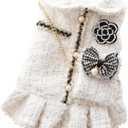 Dog Princess Dresses for Small Dogs Lolita Clothes Tweed Costume White Pet Girl Cute Coat Outfits Fall Costumes (XL,White)