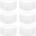 6 Pack White Round Tablecloth 120 Inch Circle Polyester Table Cloth, Washable Fabric Stain and Wrinkle Resistant Table Cover Round Table Clothes for Wedding Parties Banquet Reception Dining (6 Pack 120 inch Round)