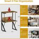 Printer Stand – Heavy Duty Wood & Metal Desk Shelf for Home Office | Sturdy Wood & Metal Frame, Fits Most Printers Scanners Fax, 50 lbs Capacity, 5-Min Assembly, Desk or Floor Use