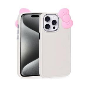 Compatible with iPhone 13 Pro Case, Cute 3D Bowknot Design Soft Silicone Shockproof Cover for iPhone 13 Pro 6.1" 2021 Beige, Pack of 2