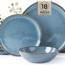 AmorArc Ceramic Dinnerware Sets for 6, 18Pcs Plates and Bowls Sets Dishes | Stoneware Handmade Reactive Glaze Dinner Set, Highly Scratch Resistant | Dishwasher & Microwave Safe Dishware