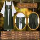 Bonuci 6 Pcs Medieval Renaissance Fairy Costume Women Halloween Elf Cosplay Outfits Victorian Dress Elf Ears Fairy Headpiece (Green, XL)
