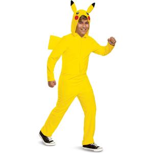 Pikachu Costume for Kids, Official Pokemon Costume Hooded Jumpsuit (Large (10-12))