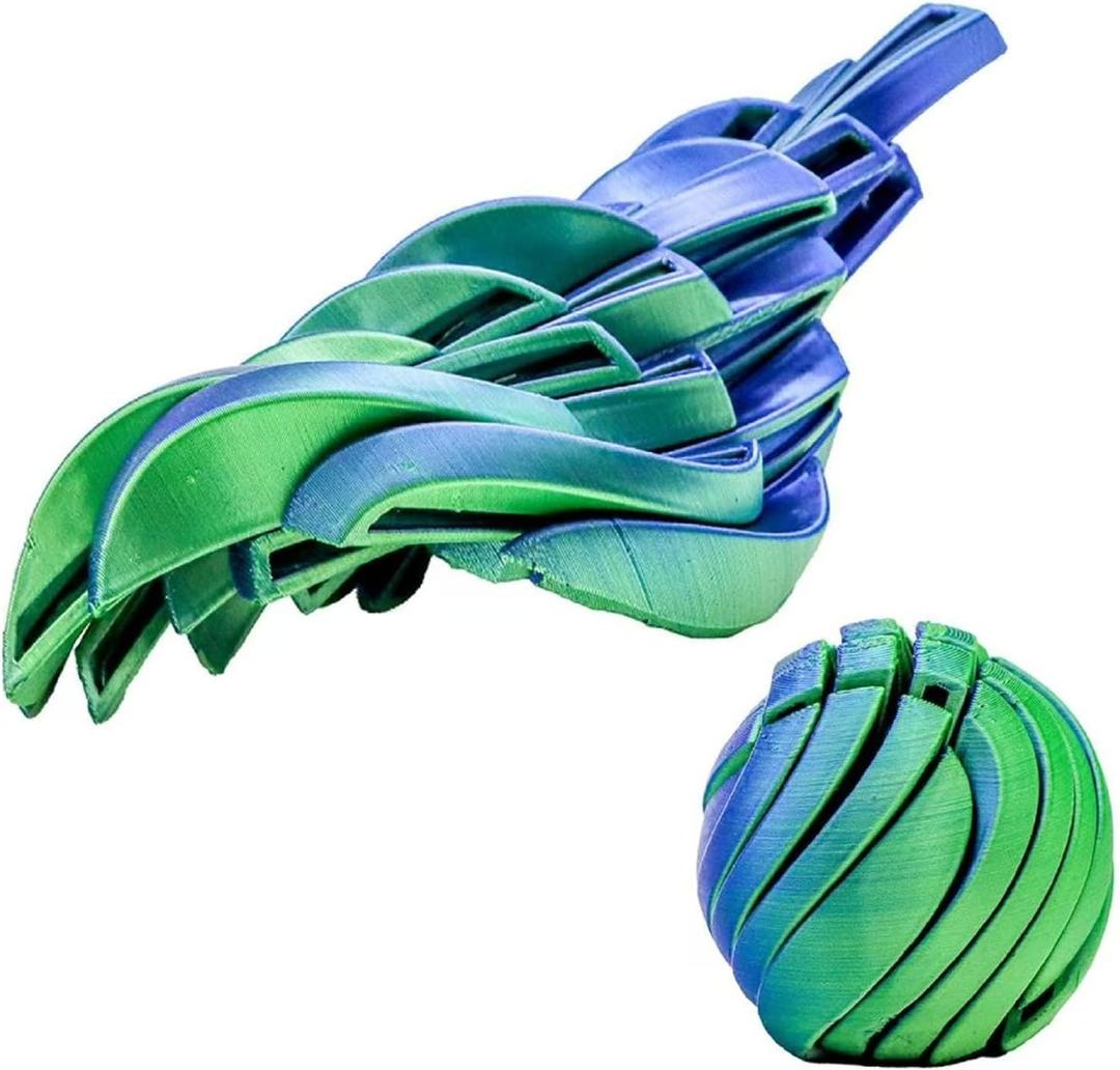 3D Printed Slime Ball Fidget Toy Gear Ball Liquid Flow Sensory Sphere Fidget Toy for Anxiety and Stress Relief Office Home Travel (Blue Green)