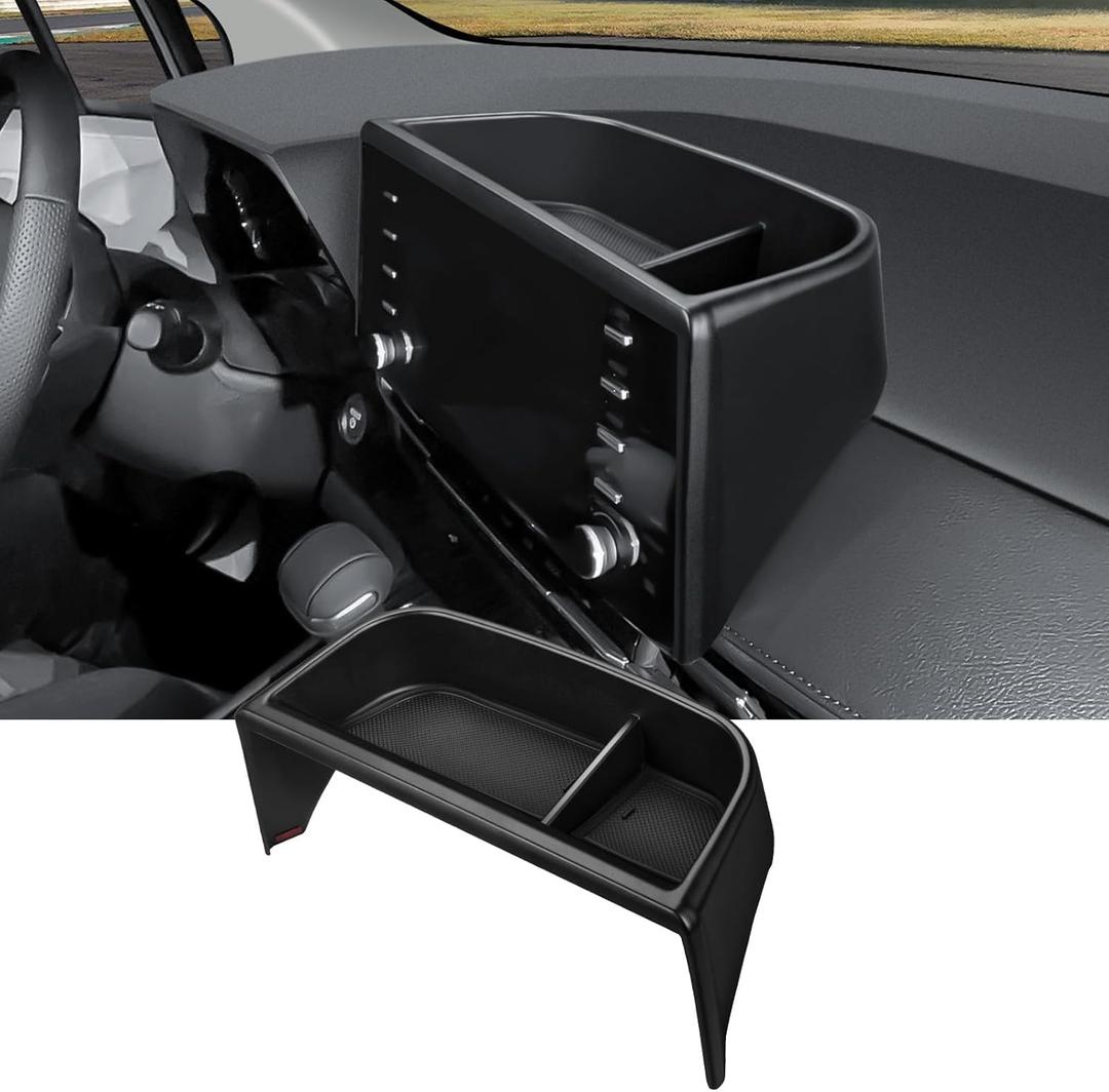 Ecarzo Tray Phone Holder Compatible with 2024 2023 2022 2021 Toyota Sienna Interior Accessories, Hidden Storage Organizer Behind Screen Sunglass Tissue Holder (Not for 2025)