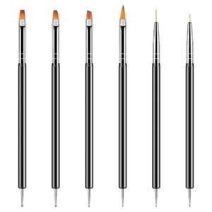 Artdone Nail Dotting Tools 6PCS Double-ended Nail Art Brushes Kit Nail Art Gel Polish Liner Brushes Design Pen For Nail Drawing And Nail Paint Brushes Small Detail Brushes