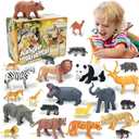 24Pcs Safari & Zoo Animals Figures, Realistic Plastic Animal Toys Set for Kids 1 2 3, Educational Jungle Animals Figures Playset, Party Supplies Birthday Gifts for Toddlers Boys Girls