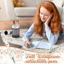 TaoBary 32 Pcs Fall Floral Ballpoint Pens Wildflower Thanksgiving Christmas Gifts for Women 1.00 mm Black Ink Fashionable Retractable Ballpoint Pens for Bridal Shower Wildflower Party Favor