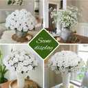 HyeFlora 35 PCS Artificial White Roses with 15 PCS Fake Baby Breath Realistic Fake Flowers Bouquet with Stem for DIY Wedding Party Home Decoration Vase Tables Centerpieces Arrangements Gift for Her