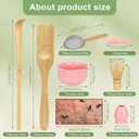 Pink Matcha Whisk Set, 8 Pcs Ceramic Matchas Set Includes Bowl, Whisk and Holder, Scoops, Bamboo Scoop, Scoop Rest, Sifter and Tea Towel, Kit for Matcha-Lovers