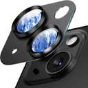 Wumigoo Camera Lens Protector for iPhone 15/iPhone 15 Plus/iPhone 14/iPhone 14 Plus, Aluminum Alloy Tempered Glass Camera Cover Screen, Anti-drop, Case Friendly- Black Titanium
