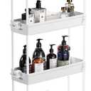 SOLEJAZZ Slim Rolling Storage Cart with Wheels 4 Tier Skinny Bathroom Storage Organizer Narrow Shelf Unit Thin Laundry Room Utility Cart for Bedside Kitchen Office Next to Fridge Small Places, White