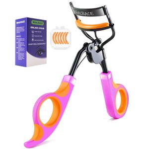 Eyelash Curlers with 6PCS Extra Replacement Pads, Premium Quality Eye Lash Curler, Superior Curling Effect, Easy to Hold and Use, Mother's Day Gifts for Her - Orange Purple Handle
