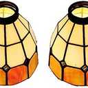 HUIMEIJU Tiffany glass single lampshade 2PCS set Orange glass fan lamp, wall lamp, chandelier replacement lampshade 6 inch stained glass single lampshade