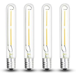 Bonlux LED T6.5 Exit Sign Clear Light Bulbs, 2W E17 Intermediate Base T6.5 LED Appliance Bulb (20W Incandescent Equivalent) for Refrigerator Freezer, Daylight 6000K (4-Pack,E17 Base)