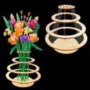 Wooden Vase for Lego Flowers - Floating Rings Vase for Lego Flower Bouquet Building Set - Display Stand for Lego Roses Cherry Blossom Sunflower Tulips Daffodils Lotus