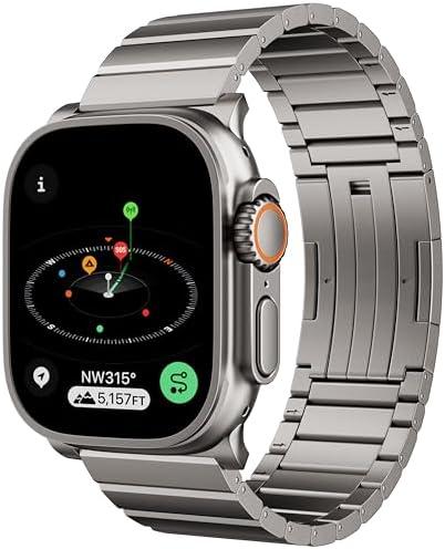 LULULOOK Black Titanium Band for Apple Watch Ultra 2/Ultra 49mm, DLC Scratch-resistant Coating Adjustable Replacement Smartwatch Strap w/Foldover Clasp for Men
