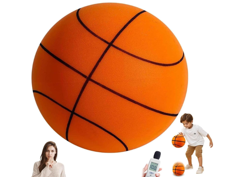 Silent Basketball  Size 7 (29.5''), Upgraded Noiseless Airless & Foam Ball, Foam Indoor Ball for Quiet Dribbling and Indoor Training, Real Feel Higher Bounce Quieter