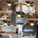 20" Socket Fan Light with Remote, 30W 2000 Lumens, 3 Colors 3000-6000K Small Ceiling Fans with Lights 6 Speed Wind Light Bulb Fan for Bedroom, Living Room, Kitchen, Laundry Room