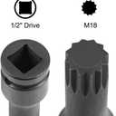 uxcell 1/2" Drive x M18 (18mm) Impact Triple Square Spline Bit Socket, Metric 3" Length, CR-MO Steel Use with Impact Drivers or Hand Ratchets