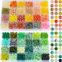 XSEINO About 1200PCS 8mm Glass Beads Bracelet Making Kit48 Assorted Yellow and Green Series Colorful Crystal Beads for Making and DIY Crafts