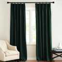 KGORGE Hunter Green Pinch Pleated Velvet Curtains 84 inches, Thermal Insulated Room Darkening Hook Rings & Back Tab Drapes for Bedroom Living Room, W 34 x L 84, 2 Panels