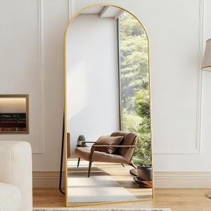 Full Length Mirror, 78"x38" Arched Floor Length Mirror with Stand, Gold Body Mirrors Hanging or Leaning, Wall Mirrors Freestanding with Aluminum Frame for Living Room, Bedroom