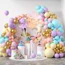 2 x Pastel Balloon Arch, Rainbow Balloon Arch Kit with 18/12/5 inch Macaron Pink Yellow Purple Orange Teal Blue Gold Latex Balloon for Birthday Baby Shower Wedding Pastel Party Decorations