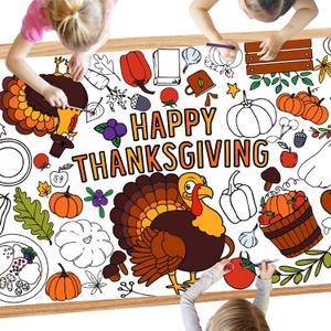 Thanksgiving Crafts for Kids, Turkey Thanksgiving Games, Activities, Coloring Tablecloth, Gifts, Poster, Banner, Party Favors for Family or Classroom Party Decorations