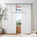 XTMYI Back Tab/Hook Belt Linen Cotton Sheer Curtains for Bedroom White 2 Panels,70 Inch Wide,102 Inch Length