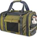 Soft Sided Cat Carrier for Anxious Cats with Privacy Flaps, Airline Approved & Car Seat Safe Pet Carrier for Small Dogs & Cats, 17 x 9.5 x 10.5 in, Reinforced Resin Mesh, Metal Buckles, Green