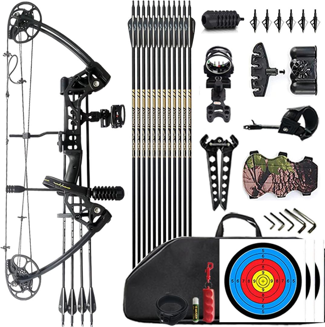 Lanneret Compound Bow and Archery Sets - Right Hand Archery Compound Bows 0-70 lbs Draw Weight Adjustable for Adults and BeginnersHunting Bow Kit for Beginner