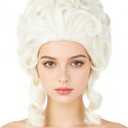 Colonial Wigs for Women Platinum Blonde Victorian Court Vintage Wig Baroque Fluffy Beehive Wigs Halloween Costume Party Dress Wig (Gold)