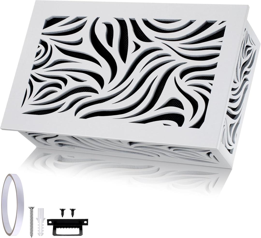 Saillong Doorbell Chime Cover Box Only, Wooden Doorbell Cover for Wall inside With Vine Cutout Design, Door Bell Covers With Adhesive Tape and Screws, Easy to Install, Doorbells Not Included(White)