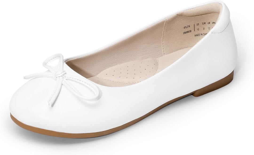 Dream Pairs Girls Dress Shoes Ballet Flats Slip-on Fashion Bow Flower Girl Shoes for Wedding, School, Party, Birthday, Size 32