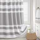 Grey Shower Curtain Cotton Waffle Stripe Shower Curtains for Bathroom 72"x72"