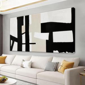 QSQ Large Abstract Wall Art For Living Room Prints Artwork Abstract Canvas Art Wall Decor Black White Wall Art Modern Painting Wall Decor Picture For Bedroom Hotel Office Artwork 29 x 58 Inch