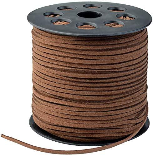 LWPITTY 3mm x100 Yards Coffee Suede Cord Suede Lace Faux Leather Cord with Roll Spool for Bracelet Necklace Beading DIY Handmade Crafts.