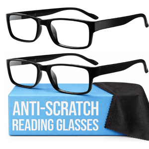 Gaoye +2, 2-Pack of Reading Glasses - Blue-Light Filter, UV Protection - Readers with R