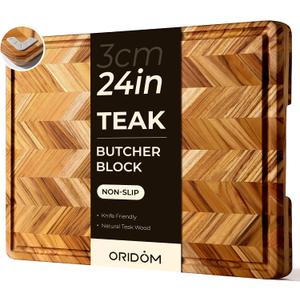 Teak Wood Cutting Board for Kitchen 24'' Extra Large End Grain Heavy Duty Checkered Cutting Board Non Toxic Best Handcrafted Solid Wood Decorative Charcuterie Butcher Block Meat Vegetables