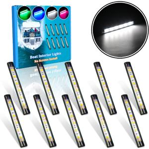 Botepon Upgraded Boat Interior Lights, No Drill Install Marine LED Lights with Adhesive & IP67 Waterproof, Boat Deck/Cockpit Lighting for Night Fishing Safety, White