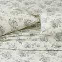 Split King Cotton Sheets Set Printed Bedding Sets, Bedlinen for Mattress Up to 14" Deep, Toile Rose Floral Pattern Bedlinen Set, Gray
