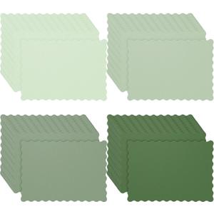 100 Pcs Sage Green Paper Place Mat 14 x 10'' Disposable Paper Placemat Table Scalloped Placemat for Spring Summer Wedding Bridal Shower Birthday Tea Party Supplies Home Dining Decor