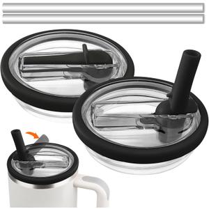 40 oz Tumbler Flip Straw Lid for Stanley Cup Accessories, 2 Pack Leak Proof Stanley Lid Replacement 40 oz for Stanley Quencher