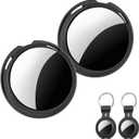 2 Pack Smart Tracker Tags [Apple MFi Certified] Air Tracker Pair with Find My (iOS Only) Bluetooth Tracking Devices Tags Gloable Coverage Locator Item Finder for Keys Kids Dogs Luggage Wallet Backpack (Black)