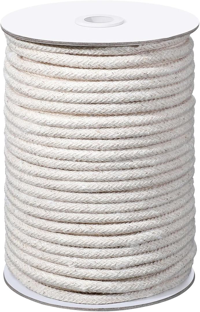 VitalCozy 1/4" Cotton Piping Cord 6 mm Natural Cording for Sewing Piping for Pillows and Other Soft Welt Applications(46 Yds)