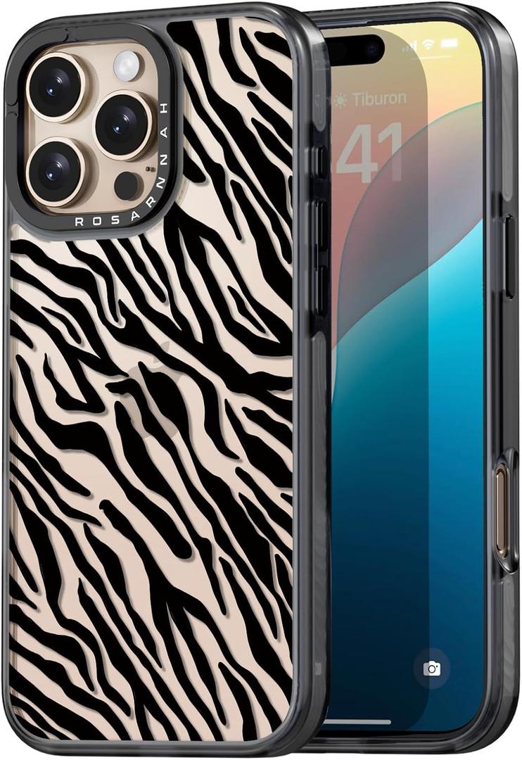 Compatible for iPhone 16 Pro Max Case Cute - Durable Shockproof 6.6 ft Drop Impact Phone Case - Black Funny Black Zebra Print Design for iPhone 16 Pro Max 6.9"